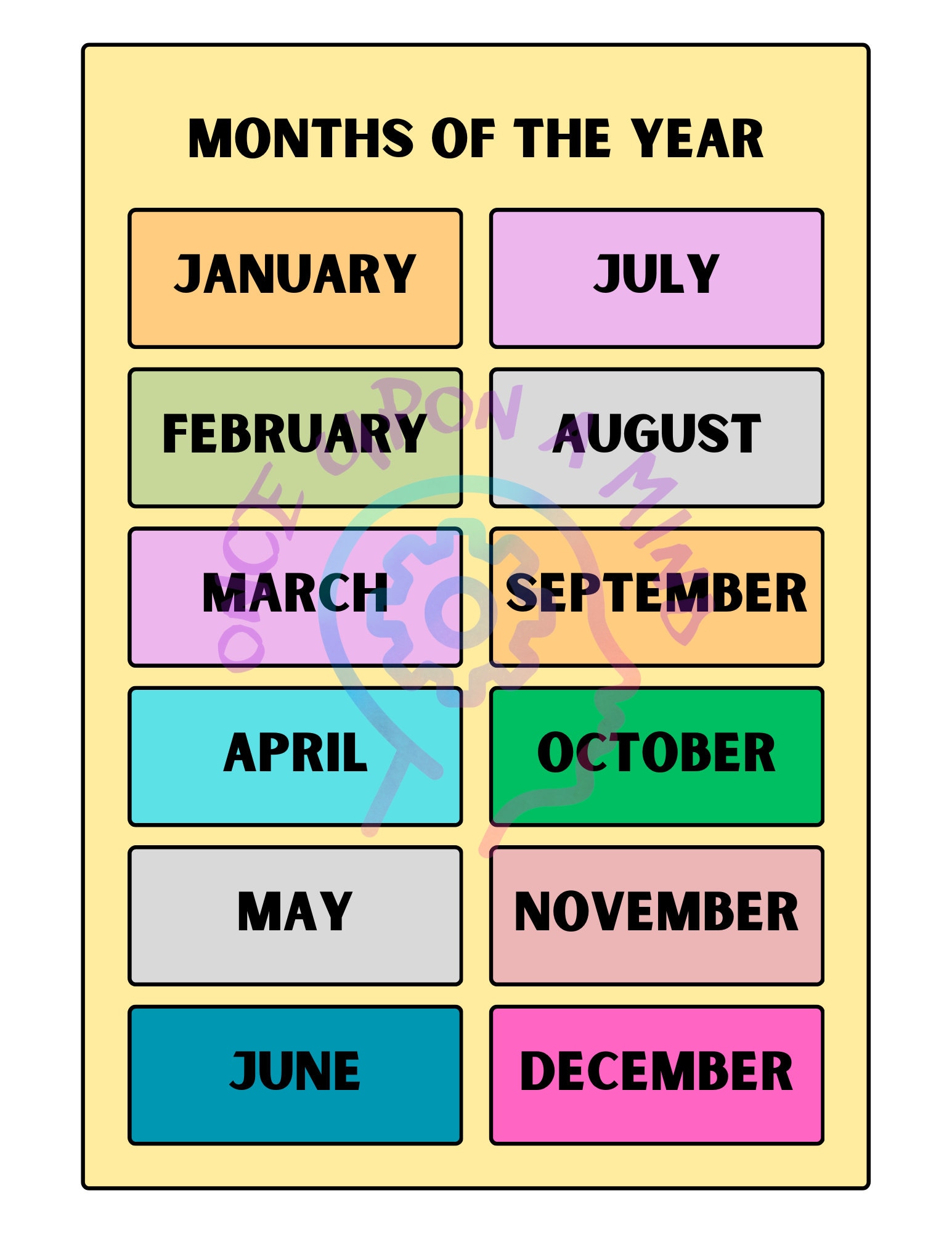 Months Of The Year Matching