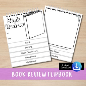 Book Review Flipbook, Book Report, Homeschool book report, reading comprehension, language arts, 1st grade ELA, 2nd grade ELA