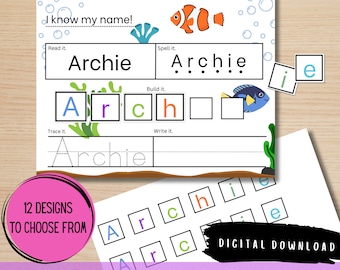 Custom Name Tracing Worksheet: Learn to Write, Preschool Activity (Digital Download)