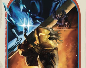 May include: A book cover with a retro video game design. The cover features a character in a golden helmet holding a sword, facing a blue and white creature. The title is "Rise of the Ironclad" and the author is "Don U. Andeca".