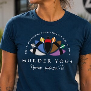 Murder Yoga Tee Shirt, BJJ Lotus Flower Graphic, Martial Arts Fitness