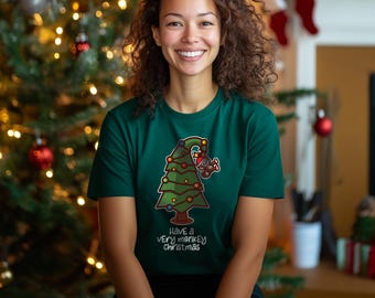 Camiseta de macaco de Natal, camiseta de macaco de Natal, camiseta de macaco de árvore de Natal, blusa de macaco festiva, camiseta de feliz Natal