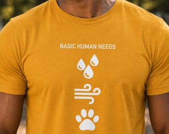 T-Shirt für Hundeliebhaber, Grafik-T-Shirt mit Pfotenabdruck (Wasser, Luft), minimalistisches Haustier-Shirt
