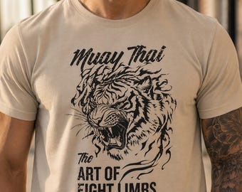 Muay Thai Tiger T-Shirt, Art of Eight Limbs Graphic Tee, Kickboxing Fighter Apparel