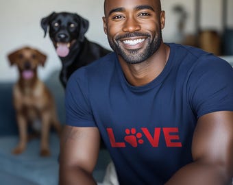Love Dog Paw Print Tee: 100% Cotton Animal Lover Shirt