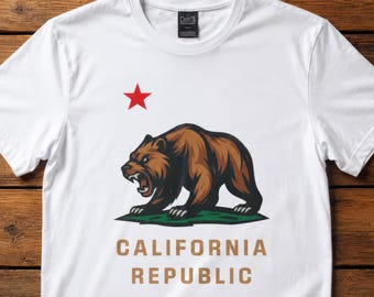 Camiseta California Republic Bear, camiseta con estampado Modern Fierce Bear, camiseta Golden State Pride