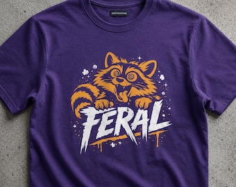 Feral Crazy Raccoon T-Shirt | Funny Raccoon Graphic Tee