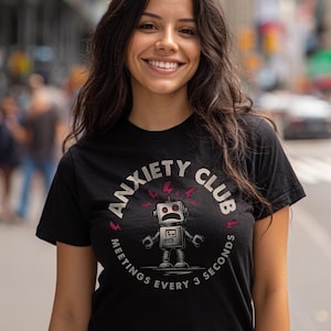 Anxiety Robot Unisex Tee: Funny Mental Health T-Shirt