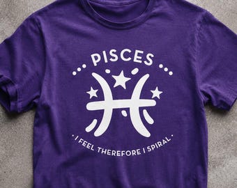 Camiseta unisex del zodiaco Piscis, camiseta de astrología, camiseta del horóscopo, camiseta del signo zodiacal, regalo de cumpleaños