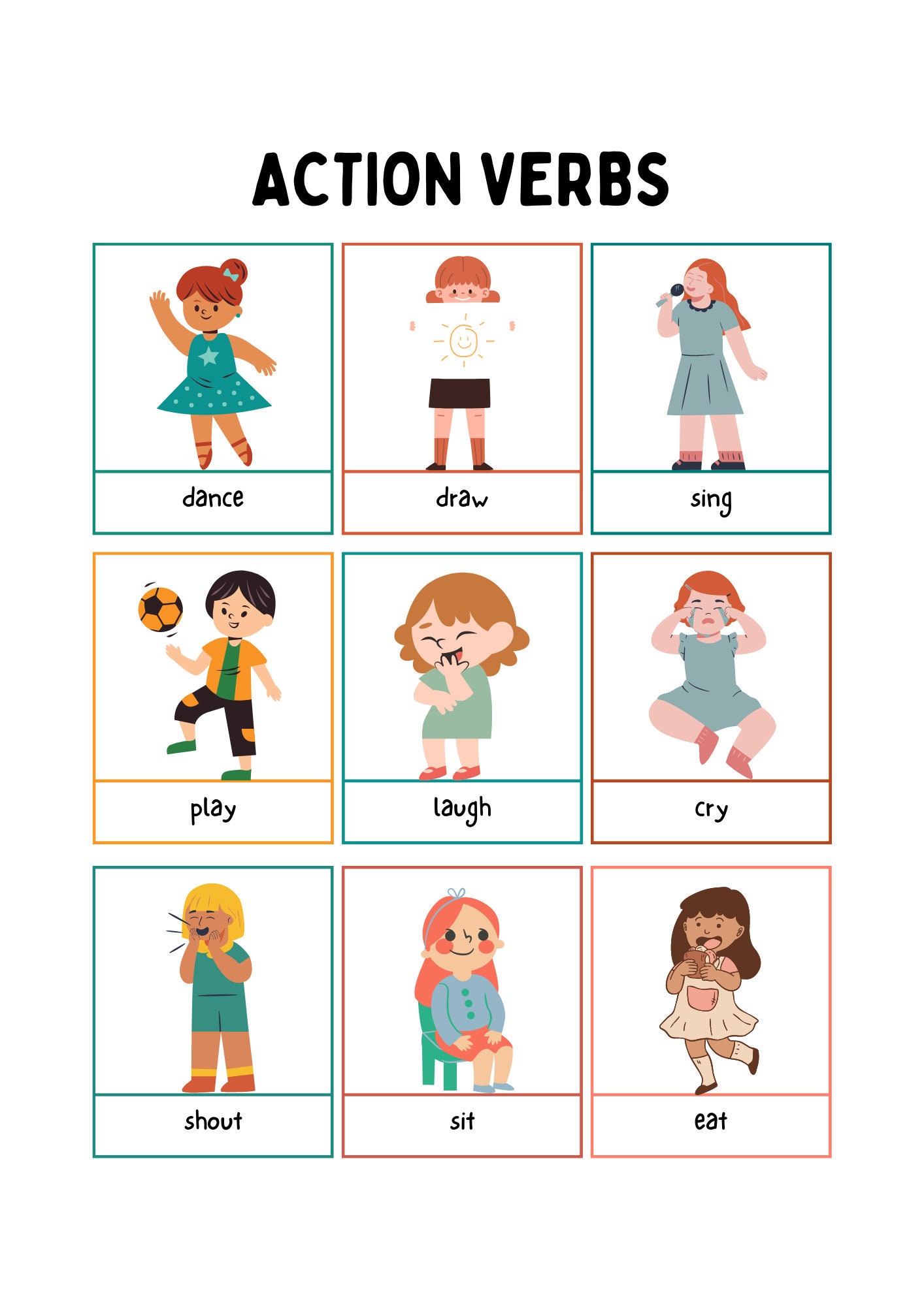 Action Verb Poster For Kids