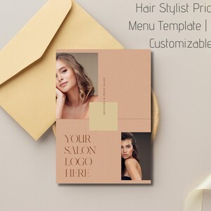 Editable Salon Pricing Guide | Hair Stylist Price List Template | Canva Salon Service Menu |