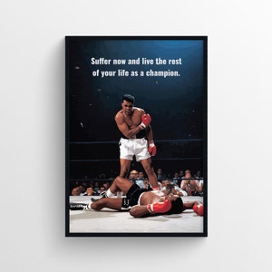 Mohammed Ali Motivations Zitat Poster | Minimalistischer Wand Kunstdruck | Geschenk für Sportliebhaber