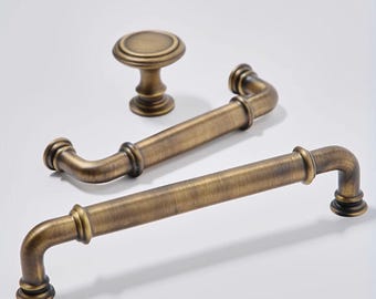 Tiradores de latón antiguo para cajones, pomos y manijas de gabinete: herrajes vintage clásicos para gabinetes de baño