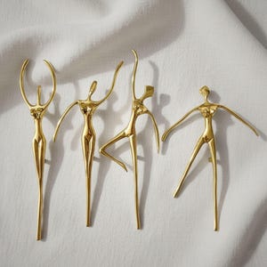 Brass Drawer & Cabinet Pulls – Ballet Dancer Shape – Elegant Sculptural Hardware for Dressers and Wardrobes