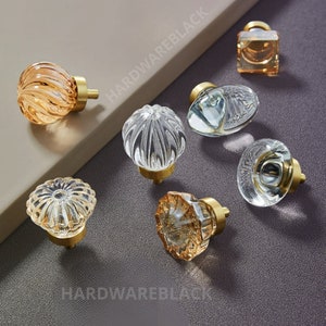 Crystal Glass Cabinet Knobs: Elegant Brass Hardware
