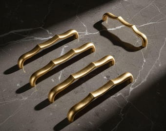 Brushed Brass Bamboo Cabinet Pulls: Elegant Kitchen Hardware