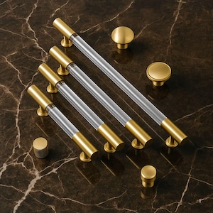 Gold & Acrylic Cabinet Handles and Knobs: Luxe Wardrobe Door Hardware