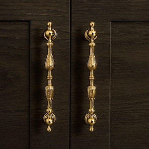 Polished Gold Cabinet Pull: French-Style Kitchen & Dresser Hardware