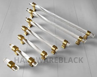 Acrylic & Gold Drawer Pulls, Cabinet Handles and Knobs – Luxe Touch for Wardrobe Doors or Kitchen