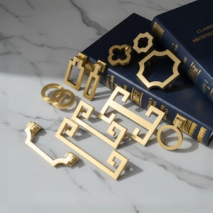 Brushed Brass Drawer Pull - Modern Cabinet Handle, Gold Zinc Alloy for Kitchen