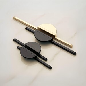 Brass Semicircle Drawer Pull: Modern Cabinet Handle, Gold Wardrobe Hardware