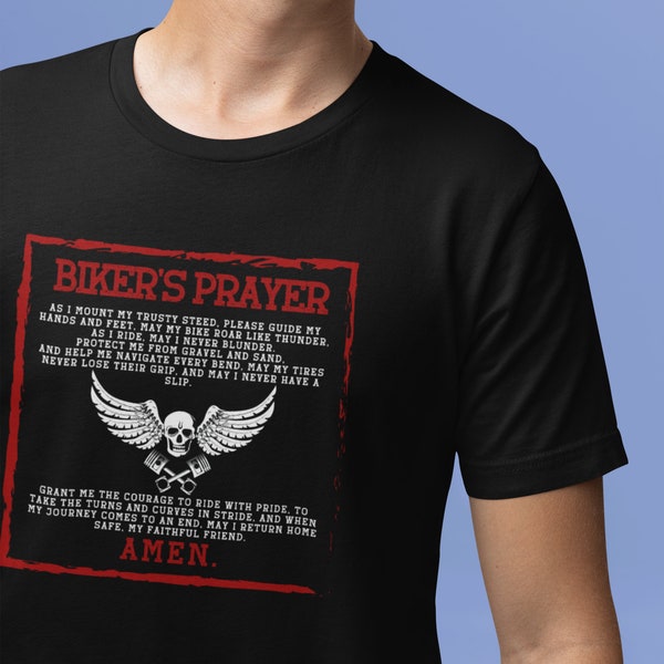 Bikers Prayer Red Square Bella Canvas 3001 Motorcycle Apparel Gift Motorcycle Enthusiast Motorcross Tee Motorcycle Club Gift Motorcycle Tees