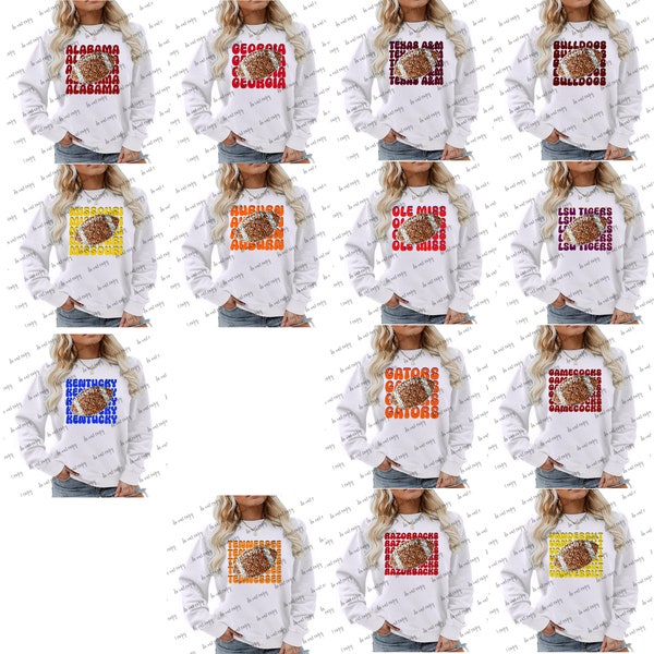 Sequin Football all 14 sec teams Shirt designs PNGs