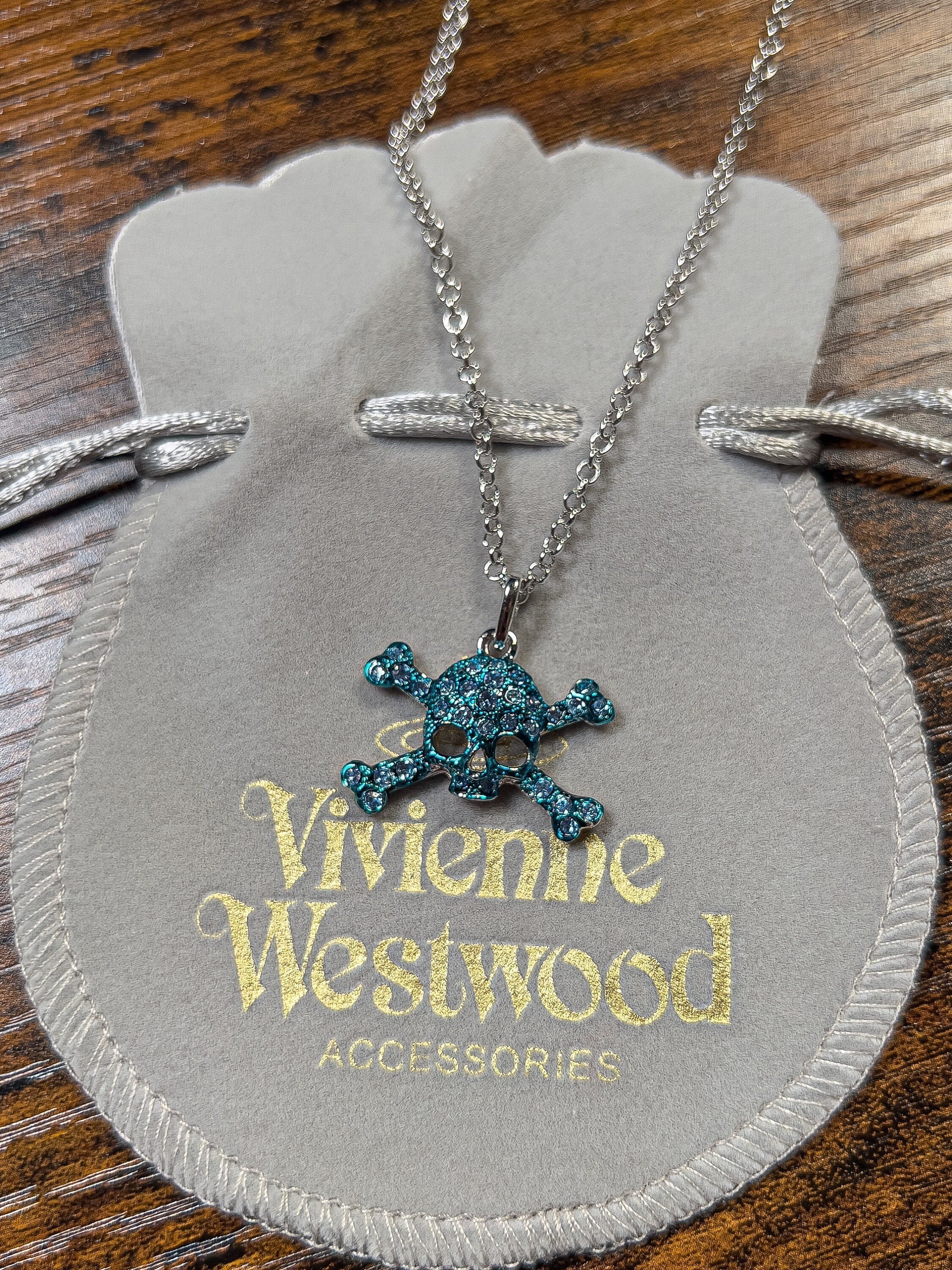 Vivienne westwood blue skull necklace deals