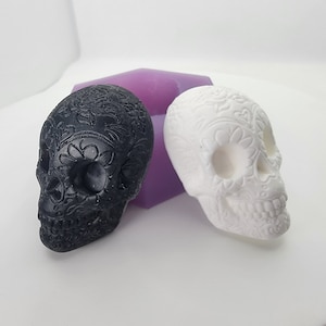 Large 1.5&quot; Rosie Sugar Skull Large Mold Flat Back silicone mold