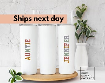 vaso de tía, regalo de tía, regalos para tía, regalo de sobrina, vaso de 20 oz, regalos de nueva tía, revelación de embarazo a tía