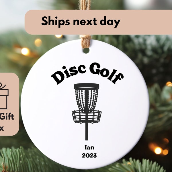 Disc Golf Ornament, Christmas gift, personalized golf gift, disc golf custom ornament, xmas 3" Ceramic Ornament, custom