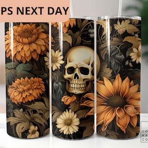 skeleton tumbler, Halloween tumbler, Halloween cup,  skeleton coffee cup, fall tumbler,  skinny tumbler with straw, autumn 20 oz Tumbler
