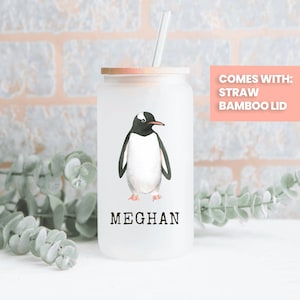 penguin frosted cup, penguin cup, penguin tumbler, penguin frosted tumbler, penguin cup, custom penguin, Cute Penguin gift,