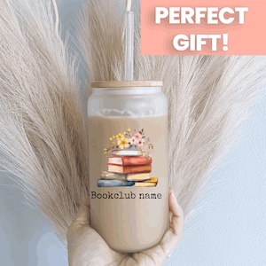 bookclub glass tumbler, book club cup, book club glass can, Gift for book lover, Book club gift, reading gift, coffee cup
