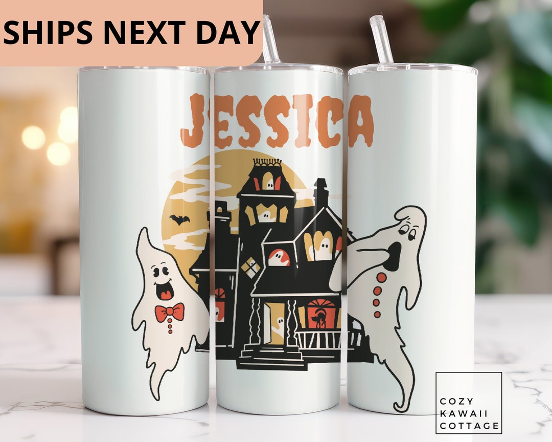 Halloween Tumbler With Straw Halloween Travel Mug Ghost Etsy UK