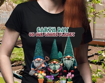 Comfort Colors Popular Gnome Earth Day Design  On Our Gnome Planet Unisex Garment-Dyed T-shirt Gift T-shirt for Old Hippies Gardeners