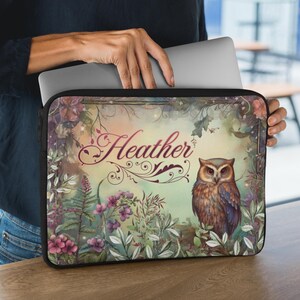 Owl Laptop Sleeve Personalized Sleeve For Laptop Travel Case For iPad Custom Laptop Sleeve With Name Chromebook Sleeve Personalized Gift