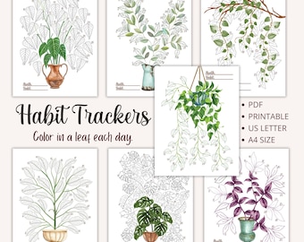 Habit Tracker Printable PDF, Monthly Progress Tracker, Daily Habit Coloring Page, Monthly Fillable Habit Tracker Digital Habit Tracking Page