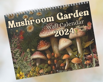 Mushroom Calendar 2024 Wall Calendar Forestcore Aesthetic Calendar Gift Mushroom Wall Calendar Cottagecore Office Calendar Mushroom Gift