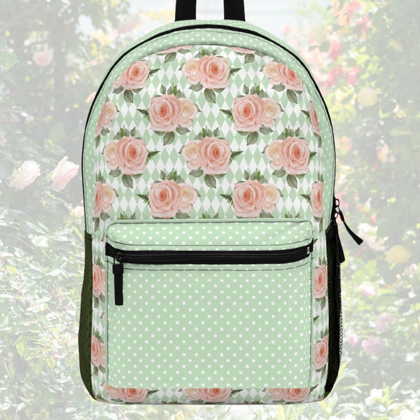 Floral Backpack, Laptop Backpack, Weekender Bag Women, Shabby Chic Bag, Green Backpack, Pink Backpack, Pink Diaper Bag, Daughter In Law Gift