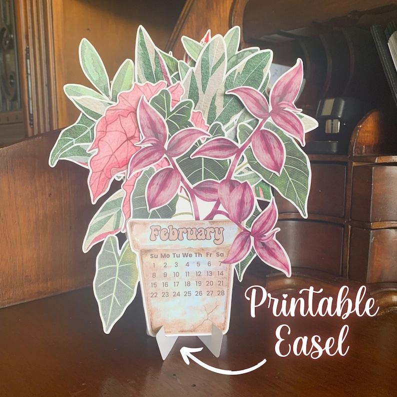 Houseplant 2026 Printable Desk Calendar, Downloadable 2026 Calendar, 2026 Transparent PNG Calendar, Downloadable PDF Printable Calendar PNG image 7