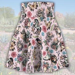 Retro Western Boho Cowgirl Skirt For Festival, Western Outfits Cowgirl Skirt, Soft Girl Core Retro Skirt, Flash Tattoo Pink Western Outfit