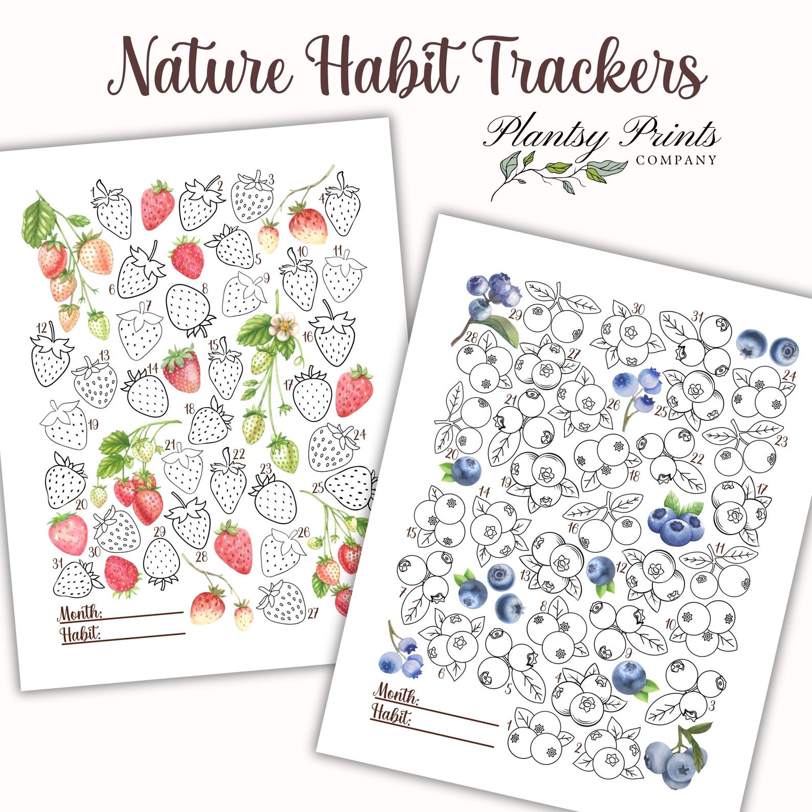 Printable Habit Tracker Sheets, 7 Nature Themed PDF Trackers, Routine ...