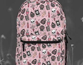 Pastel Goth Backpack, Laptop Backpack Pink, Witchy Backpack, Teenage Girl Gift, Cute Goth Bag, Witchy Book Bag, Kawaii Goth Aesthetic Gift