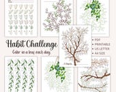 30 Day Challenge Printable Habit Tracker, 75 Day Challenge Tracker PDF, Habit Tracker Coloring Page, Progress Tracker Printable, Daily Habit