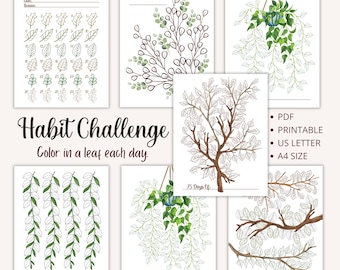 30 Day Challenge Printable Habit Tracker, 75 Day Challenge Tracker PDF, Habit Tracker Coloring Page, Progress Tracker Printable, Daily Habit