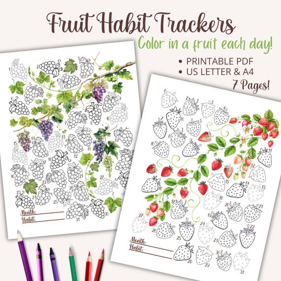 Printable Habit Tracker, Self Care Tracker, Habit Tracker Printable, PDF Planner Pages Monthly Habit Tracker, Productivity Tracker Printable