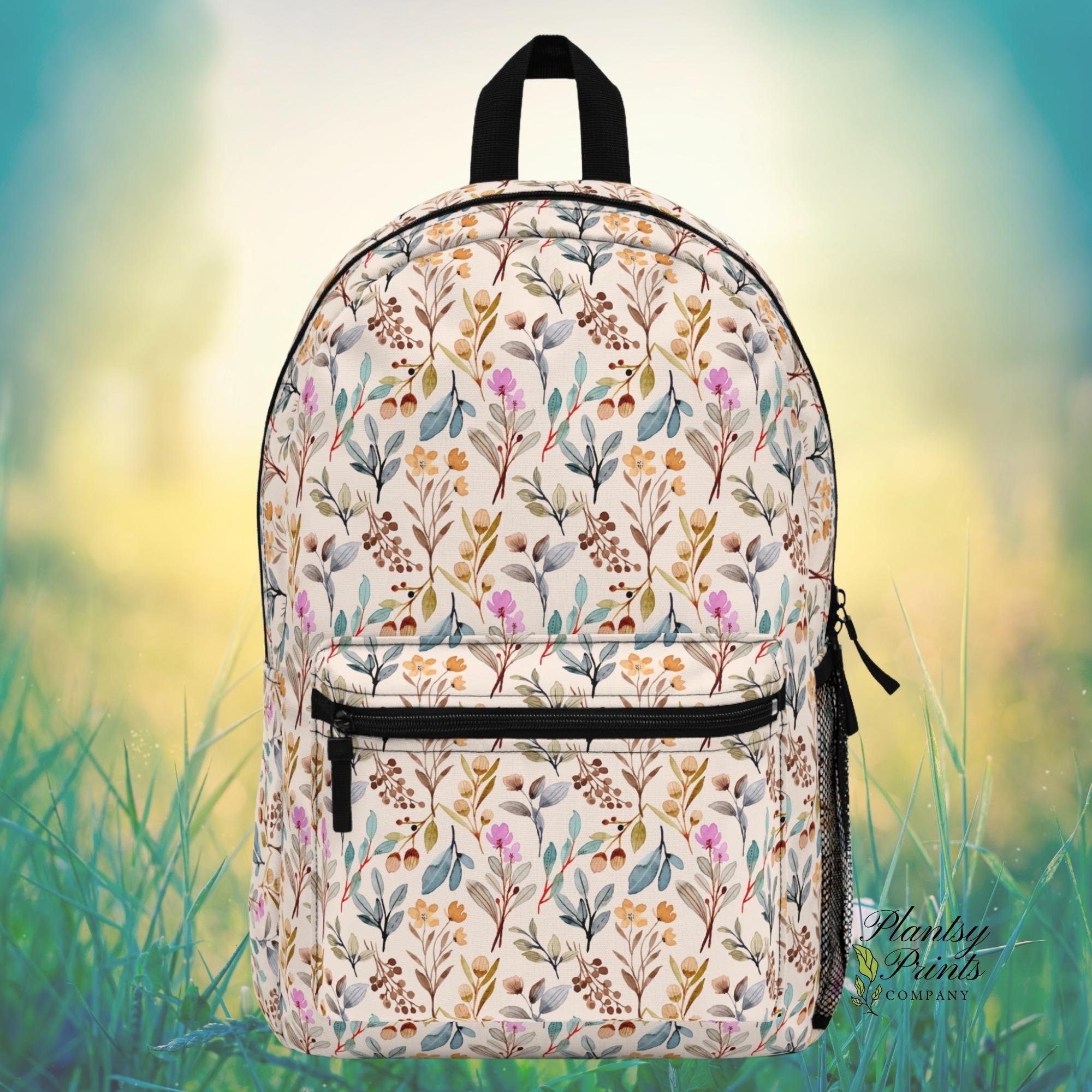 Floral Backpack Travel Bag Aesthetic Backpack Feminine Laptop Backpack ...