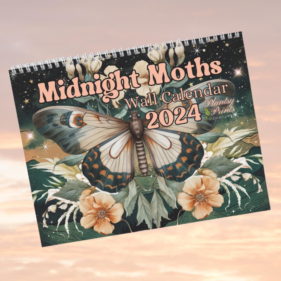 Midnight Moth Calendar 2024 Wall Calendar Gift Floral Calendar Moth ...