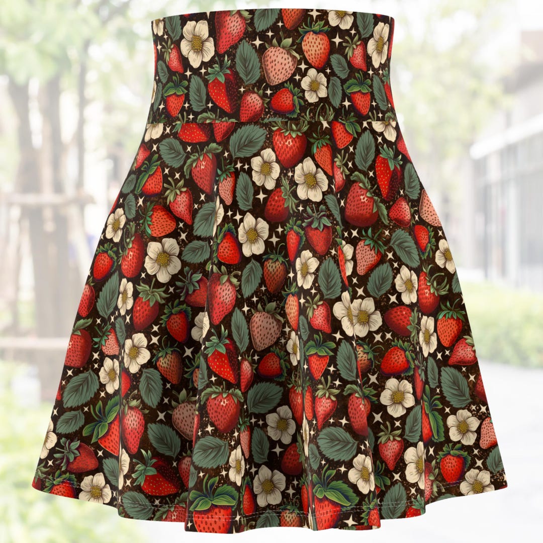 Custom Strawberry with Leaves Top Skirt No Waistband